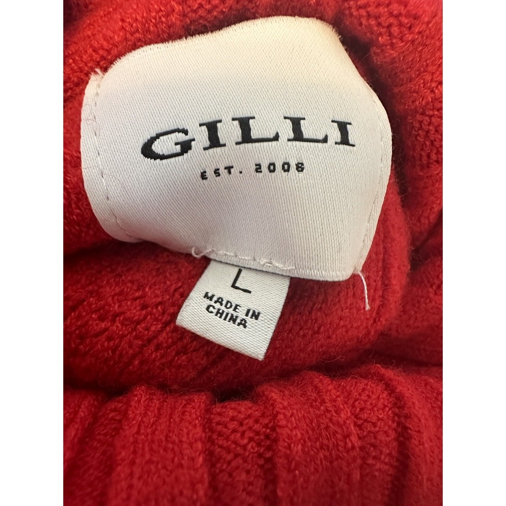 Gilli Women's Plain Picked Stitch Turtle Neck Sweater JL3 Red Large - Picture 6 of 6